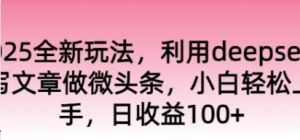 2025全新玩法，利用deepseek写文章做微头条，小白轻松上手，日收益100+-阿鑫