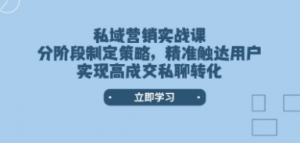 私域营销实战课，制定策略，精准触达用户，实现高成交私聊转化-阿鑫