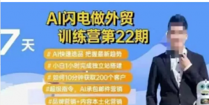 AI闪电做外贸训练营第22期:Al快速选品+小自1小时完成独立站搭建+10分钟获取200个客户等-阿鑫