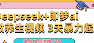 小白用DeepSeek+即梦做ai养生视频，条作品涨粉5万+，单日收益多张-阿鑫