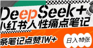 AI赋能小红书爆款秘籍:用Deepseek轻松抓人性痛点，小自也能写出点赞破万的吸金笔记，日入多张-阿鑫