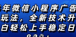 2025年微信小程序全新玩法纯小白易上手，稳定日入多张，技术全新升级，全网首发【揭秘】-阿鑫