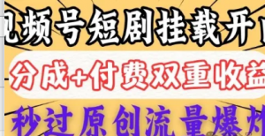 2025视频号短剧内测挂载开白权限，分成+付费双重收益，秒过原创流量爆炸，小白 有手就会-阿鑫