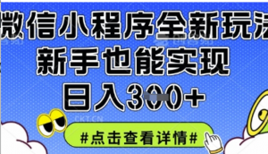 微信小程序全新玩法，新手也能实现日入3张【揭秘】-阿鑫