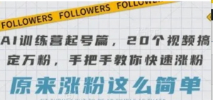 AI训练营起号篇，20个视频搞定万粉，手把手教你快速涨粉-阿鑫