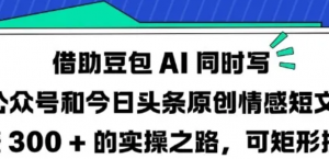 借助豆包AI同时写公众号和今日头条原创情感短文日入3张的实操之路，可矩形操作-阿鑫