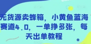 无货源卖蜂箱,小黄鱼蓝海赛道4.0,一单挣多张,每天出单教程-阿鑫
