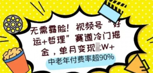 无需露脸,视频号 好运+哲理 赛道冷门掘金,单月变现2W+,中老年付费率超90%-阿鑫