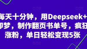 每天十分钟，用Deepseek+即梦，制作翻页书单号，疯狂涨粉，单日轻松变现5张-阿鑫