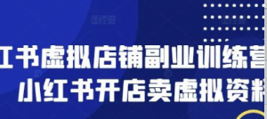 小红书虚拟店铺副业训练营1.0，小红书开 店卖虚拟资料-阿鑫