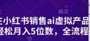 小红书销售ai虚拟产品，轻松月入5位数全流程，超细节变现过程，完全无卡点-阿鑫