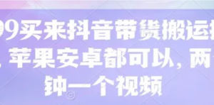 299买来抖音带货搬运技术，苹果安卓都可以，两分钟一个视频-阿鑫