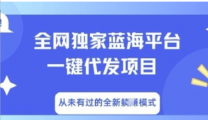 全网独家蓝海平台一键代发项目，从未有过 的全新躺Z模式-阿鑫