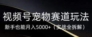 视频号宠物赛道玩法,新手也能月入5k(实战全拆解)-阿鑫