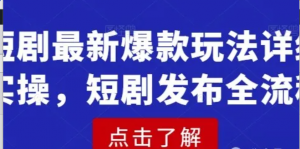 短剧最新爆款玩法详细实操，短剧发布全流程-阿鑫
