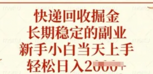 快递回收掘金,长期稳定的副业,新手小白当天上手,轻松日入多张【揭秘】-阿鑫
