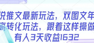 小说推文最新玩法，双图文年轻粉高转化玩法，跟着这样操做，有人3天收益1632-阿鑫