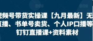 视频号带货实操课(25年3月最新】无人直播、书单号卖货、个人IP口播等，钉钉直播 课+资料素材-阿鑫