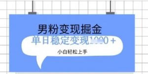 全新男粉掘金计划，升级玩法，新手轻松上手日入多张【揭秘)-阿鑫