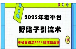 2025年老平台野路子引流术，单号日引流 300+精准创业粉-阿鑫