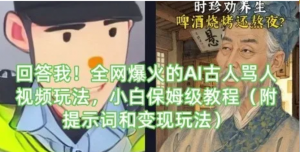回答我!全网爆火的AI古人骂人视频玩法小白保姆级教程(附提示词和变现玩法)-阿鑫