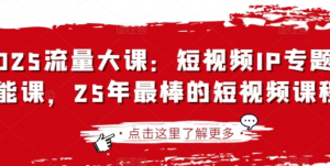 2025流量大课:短视频IP专题技能课,25年最棒的短视频课程-阿鑫