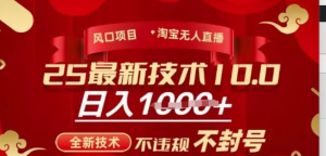 2025年淘宝无人直播带货10.0,全新技术,不违规,不封号,纯小白操作,日入多张【揭秘)-阿鑫
