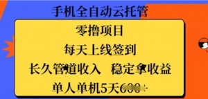 手机全自动云托管，零撸项目，每天上线签到，长久管道收入，稳定拿收益-阿鑫