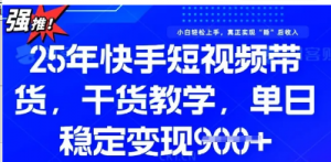 25年最新快手短视频带货，单日稳定变现900+，没有技术门槛，做就有收益【揭秘】-阿鑫