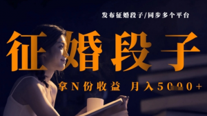 发布征婚段子，同步多个平台，拿N份收益，月入5k-阿鑫
