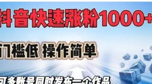抖音快速涨1000+粉，门槛低操作简单可多账号同时发布一个作品-阿鑫