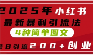 2025年小红书最新暴利引流法，4种简单图文，单号日引流200+创业粉(附无脑抄模板)-阿鑫
