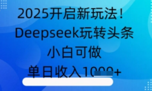 2025开启新玩法!Deepseek玩转头条小白可做，单日收入几张-阿鑫