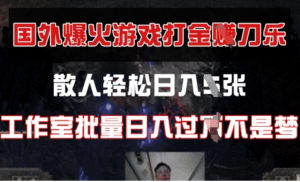 国外游戏打金，散人轻松日入几张，工作室批量日入过W-阿鑫