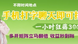 手机打字聊天即可挣钱，一小时狂薅3张多开矩阵立马翻倍，收益秒到账-阿鑫