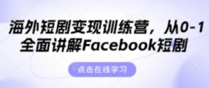 海外短剧变现训练营,从0-1全面讲解FACEBOOK短剧 -阿鑫