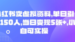 小红书卖虚拟资料，单日引流150人，当日变现5张+，小白可实操-阿鑫