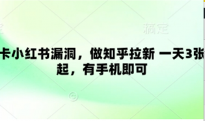 卡小红书漏洞，做知乎拉新 一天3张起，有手机即可-阿鑫