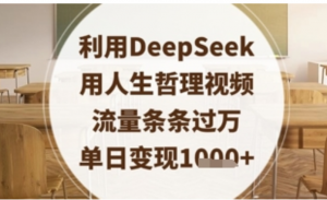 利用DeepSeek用人生哲理视频，流量条条过万，单日变现数张-阿鑫