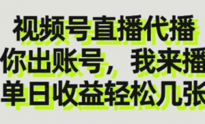 视频号直播代播，你出账号我来播，单日收益轻松几张【揭秘】-阿鑫