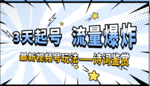 一天收入几张，视频号最新赛道-诗词鉴赏，3天必起，流量爆炸，新人也能轻松上手-阿鑫