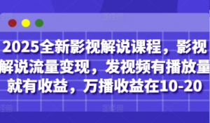 2025全新影视解说课程，影视解说流量变现，发视频有播放量就有收益，万播收益在10-20-阿鑫