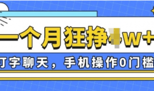 打字聊天,手机操作0槛一个月逛挣过W+-阿鑫