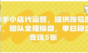 快手小店代运营，提供账号即可，团队全程操盘，单日稳定变现5张【揭秘】-阿鑫