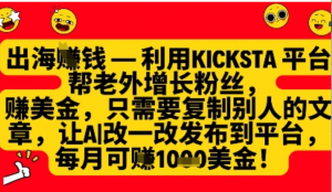 利用kicksta平台帮老外涨粉挣美金，每月收益1000美刀-阿鑫