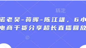 天诺老吴-蒋晖-陈江雄，6小时电商干货分享超长直播回放-阿鑫