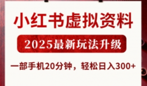 小红书虚拟资料，2025最新玩法升级，部手机20分钟，轻松日入3张【揭秘)-阿鑫