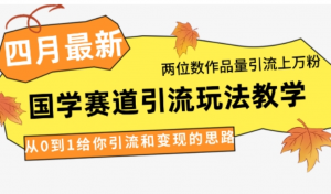 4月最新，国学赛道引流玩法教学，两位数作品量引流上万粉，从0到1给你引流和变现的思路-阿鑫