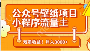 公众号壁纸项目，小程序流量主双收益，月 入3000+-阿鑫
