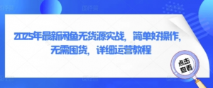 闲鱼无货源实战，简单好操作，无需囤货，详细运营教程-阿鑫
